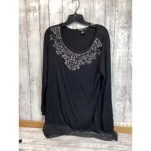 Esperanza Faded Glory Women's Black Tunic Blouse Black Size 1X